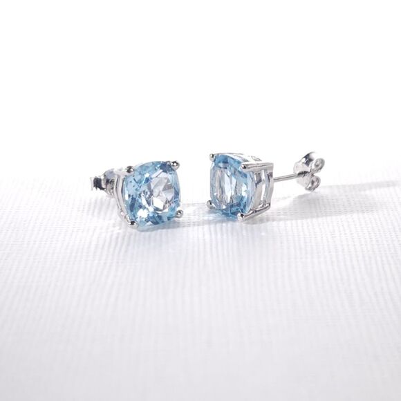 Sky Blue Topaz Post Earrings 7.5 cttw - Picture 2 of 7